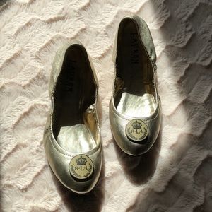 Ralph Lauren gold ballet flats